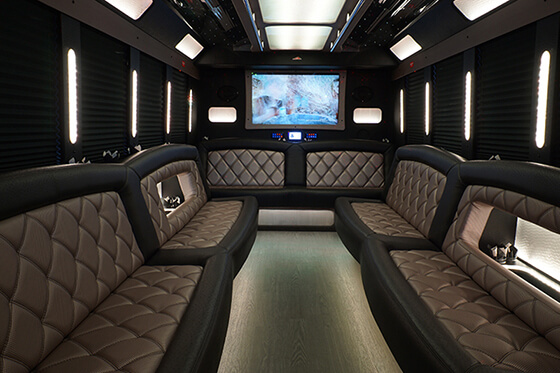 party bus with a screen TV