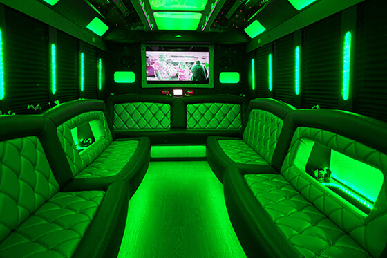 colorful party bus interior